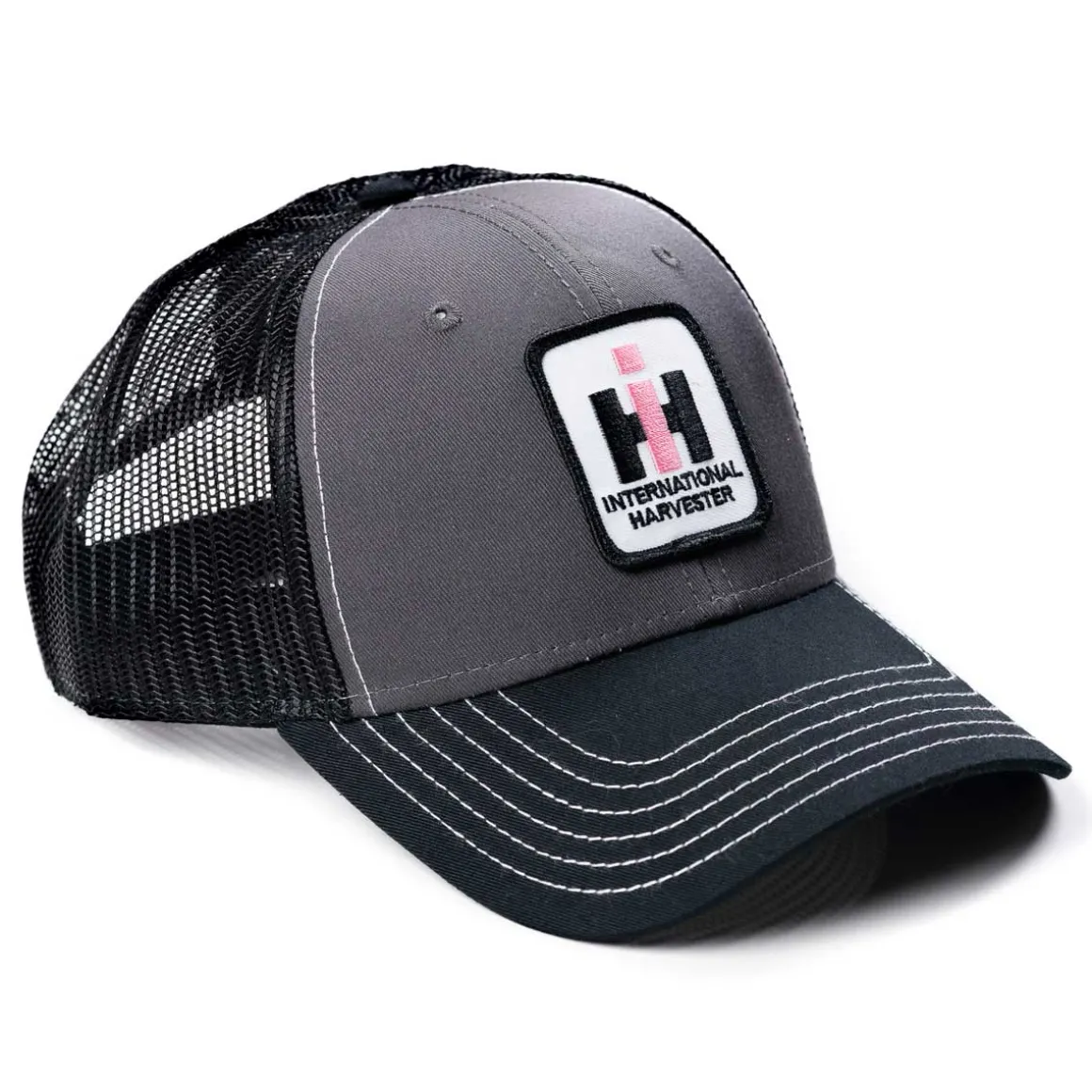 IH Stitched Logo Gray with Black Mesh Back Hat