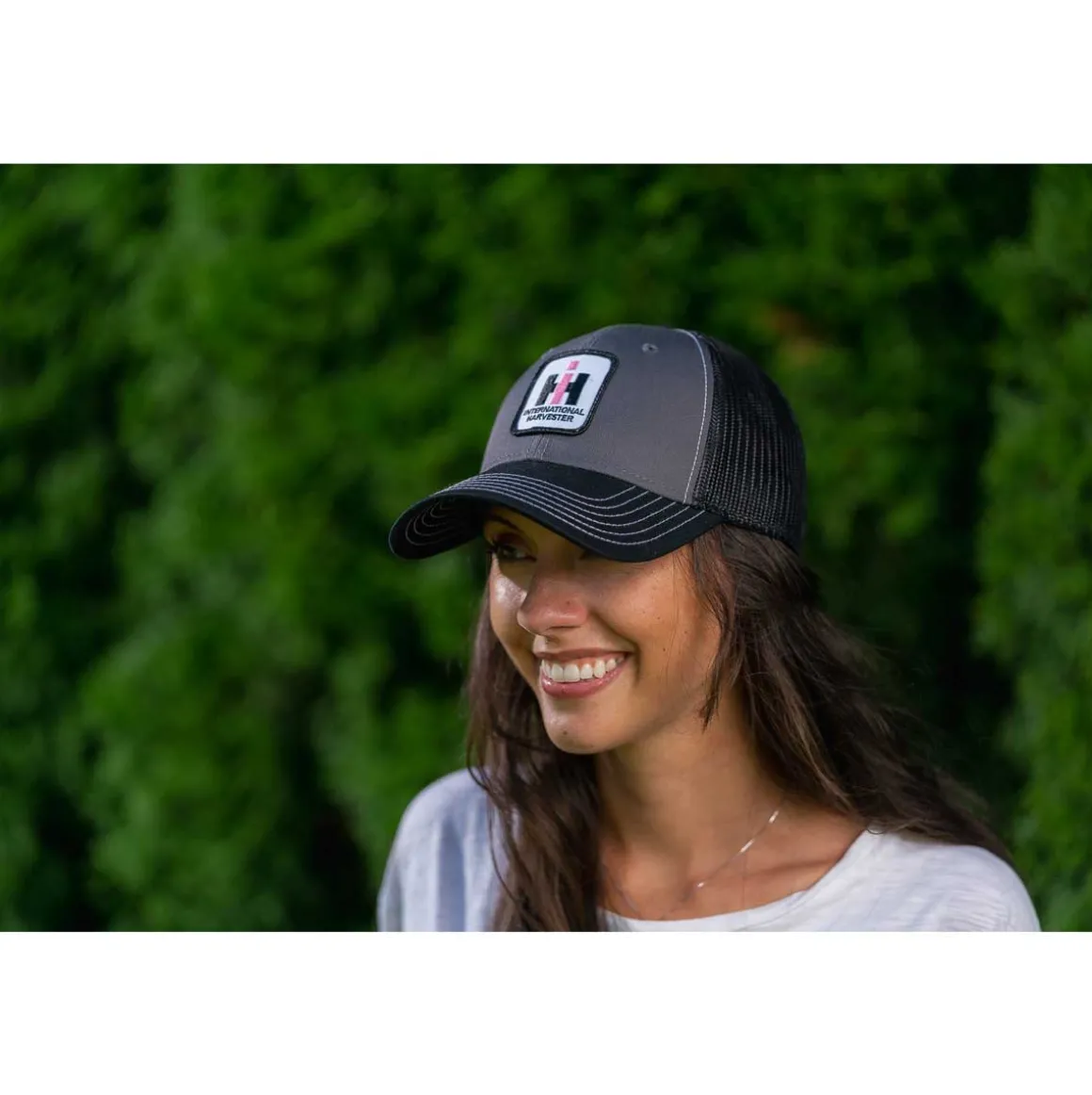 IH Stitched Logo Gray with Black Mesh Back Hat