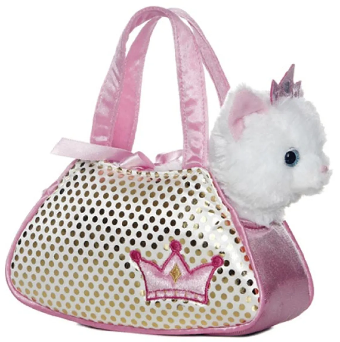 7in Princess Kitty Pet Carrier Fancy Pals Plush Animal Purse by Aurora