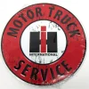 12in Round Red Tin Sign with IH Logo, "Motor Truck Service"