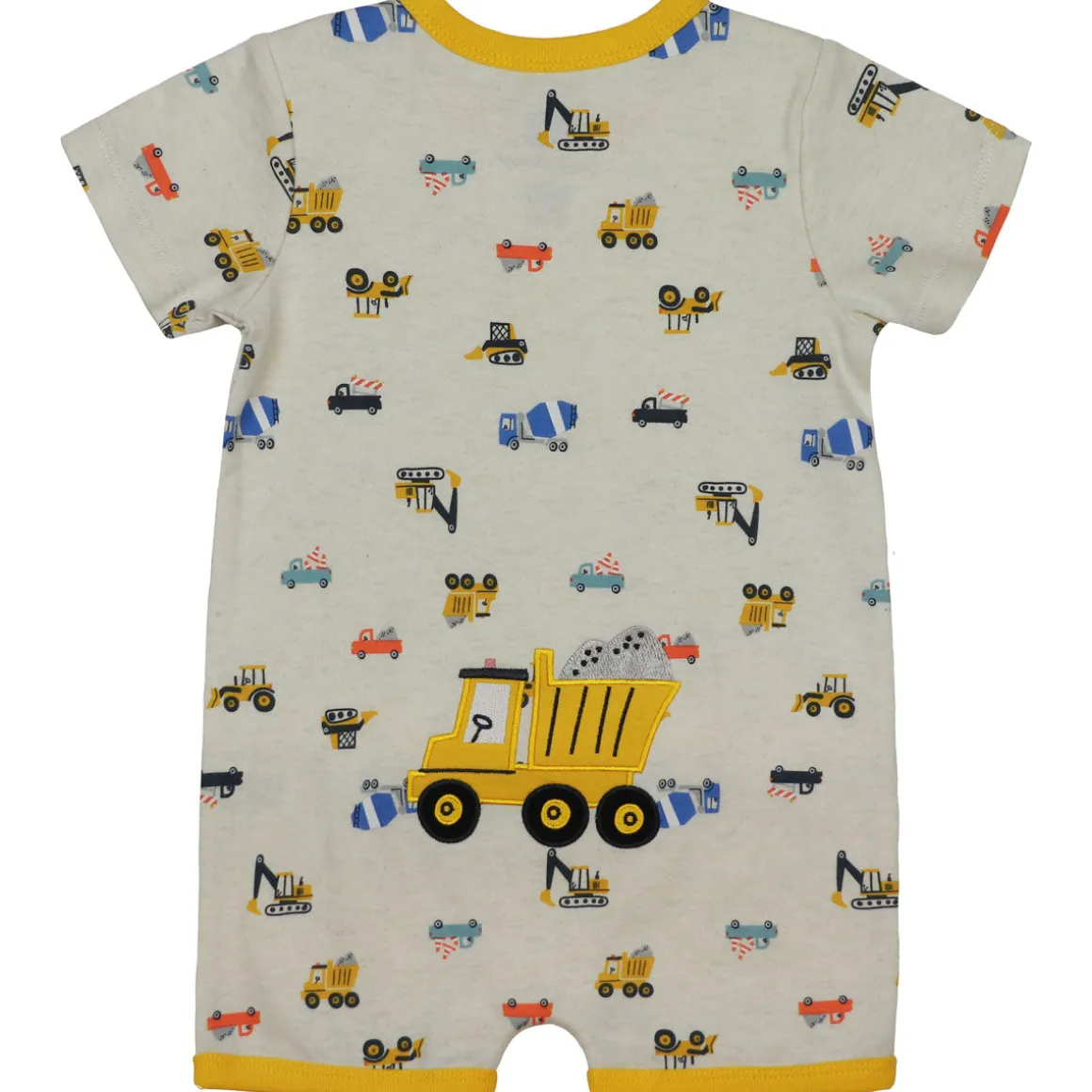 Infant John Deere Construction Yellow Dump Truck Romper Short Sleeve Onesy