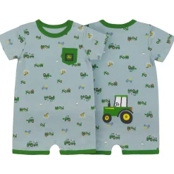 Infant John Deere Green Tractor Romper Short Sleeve Onesy