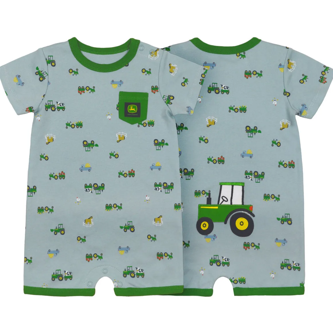 Infant John Deere Green Tractor Romper Short Sleeve Onesy