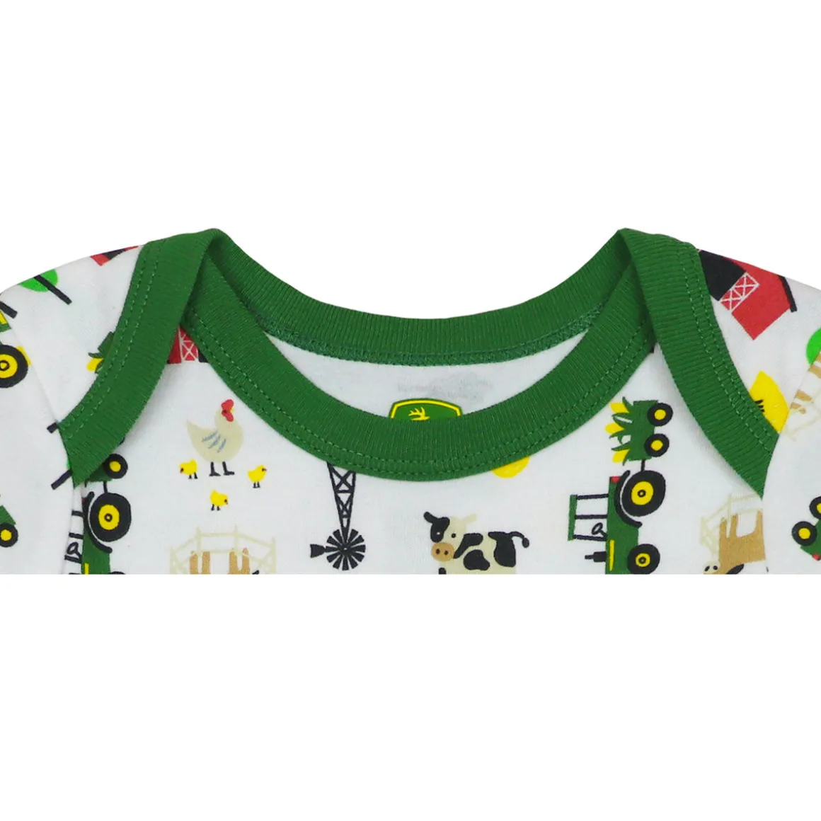Infant John Deere White & Green Farmland Short Sleeve Onesy