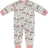 Infant John Deere White & Pink Farm Elements Zip Coverall Long Sleeve Onesy