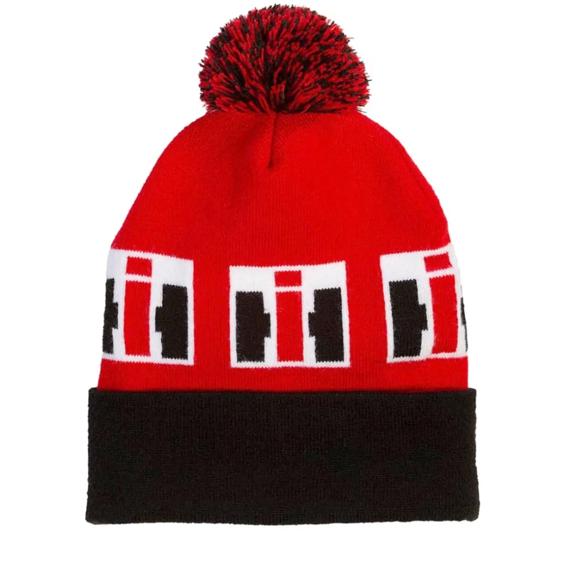 International Harvester Beanie Cap with Black Brim and Red/Black Top
