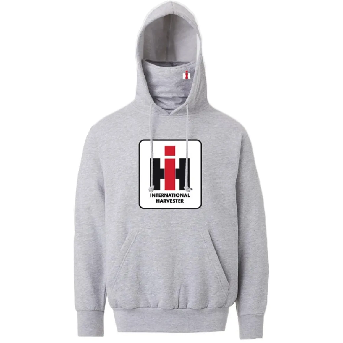 International Harvester Grey Neck Gaiter Hooded Sweatshirt