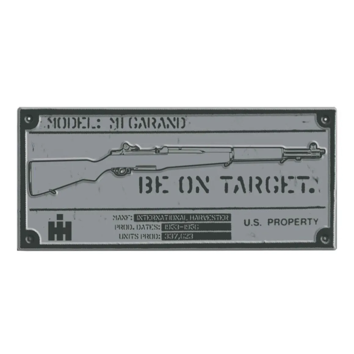 International Harvester M1 Rifle Tin Sign, 18in x 7.5in