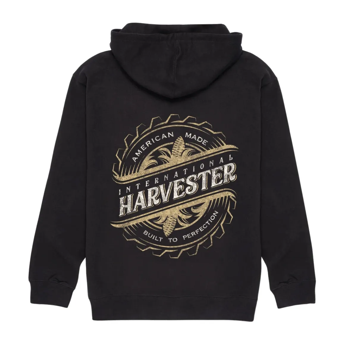 International Harvester Vintage Style Black Hooded Sweatshirt