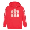 International Harvester Weathered Distressed Logo Red Pullover Hooded Sweatshirt