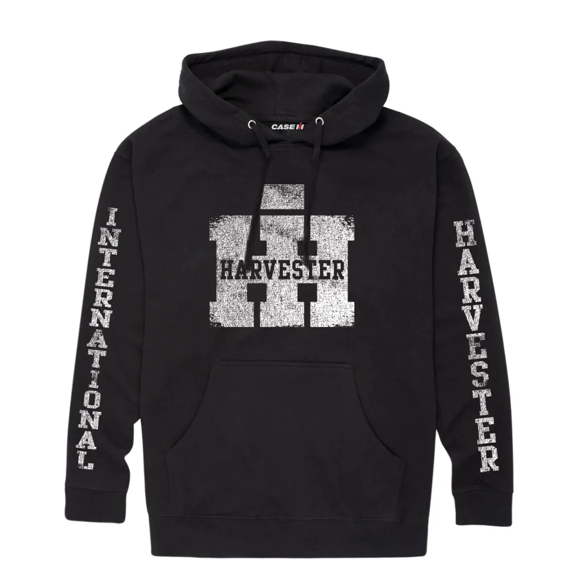 International Harvester Weathered Distressed Logo Black Pullover Hooded Sweatshirt