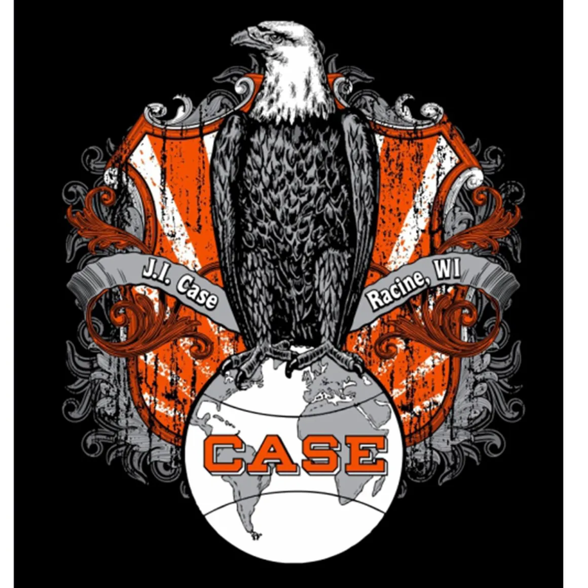 J.I. Case Old Abe Black Short Sleeve T-shirt