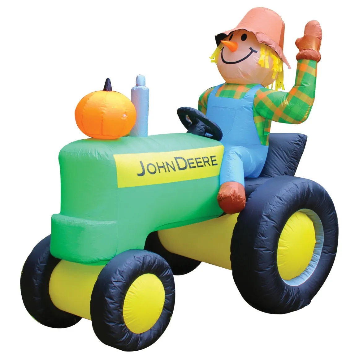John Deere 6 Foot Inflatable Fall Tractor with Scarecrow