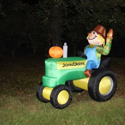 John Deere 6 Foot Inflatable Fall Tractor with Scarecrow