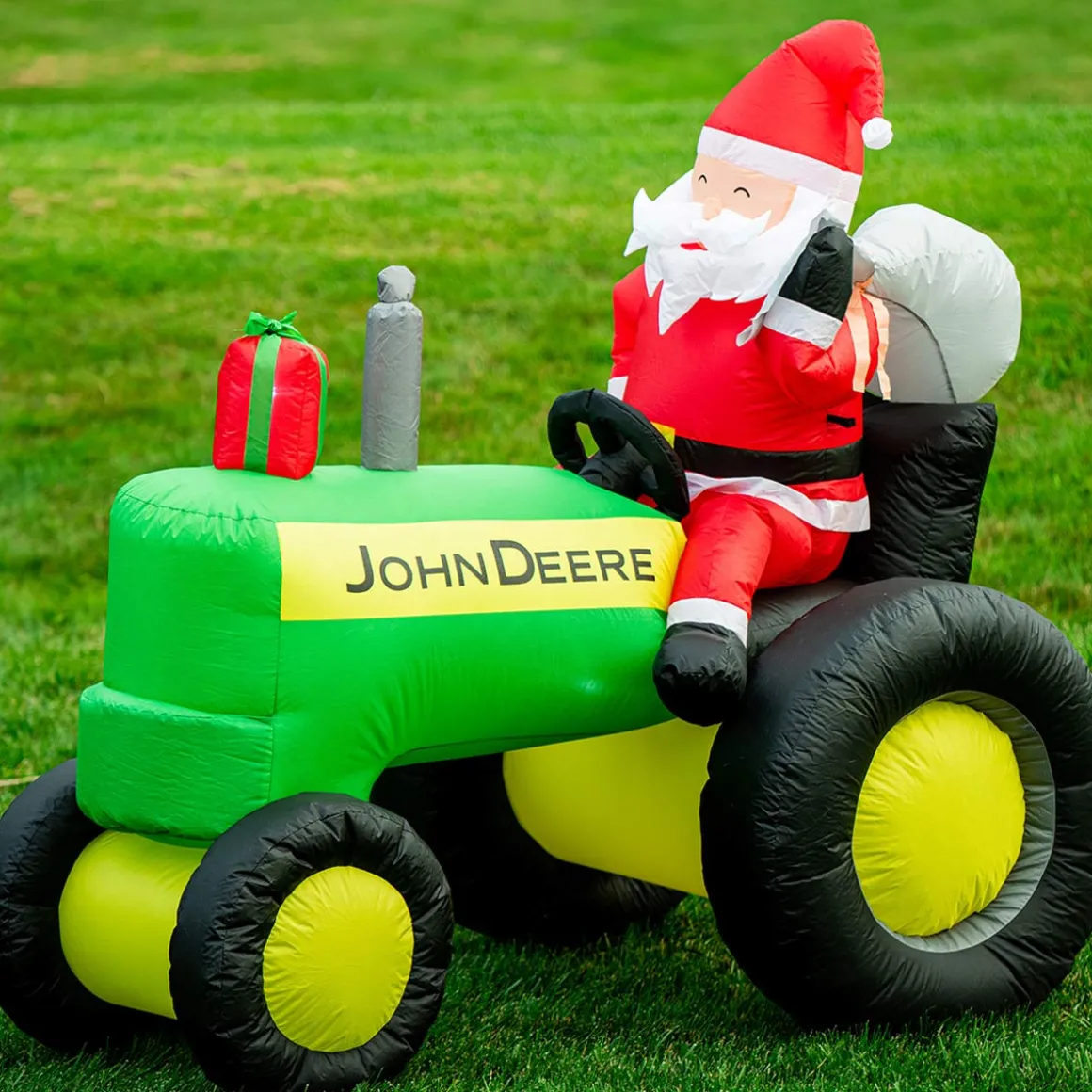 John Deere 6 Foot Inflatable Christmas Tractor with Santa
