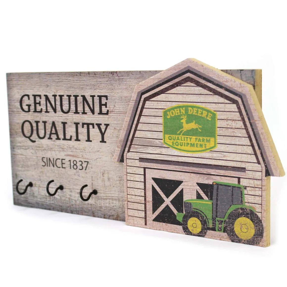 John Deere Key Holder, 14in x 6.5in Vintage Wooden Barn