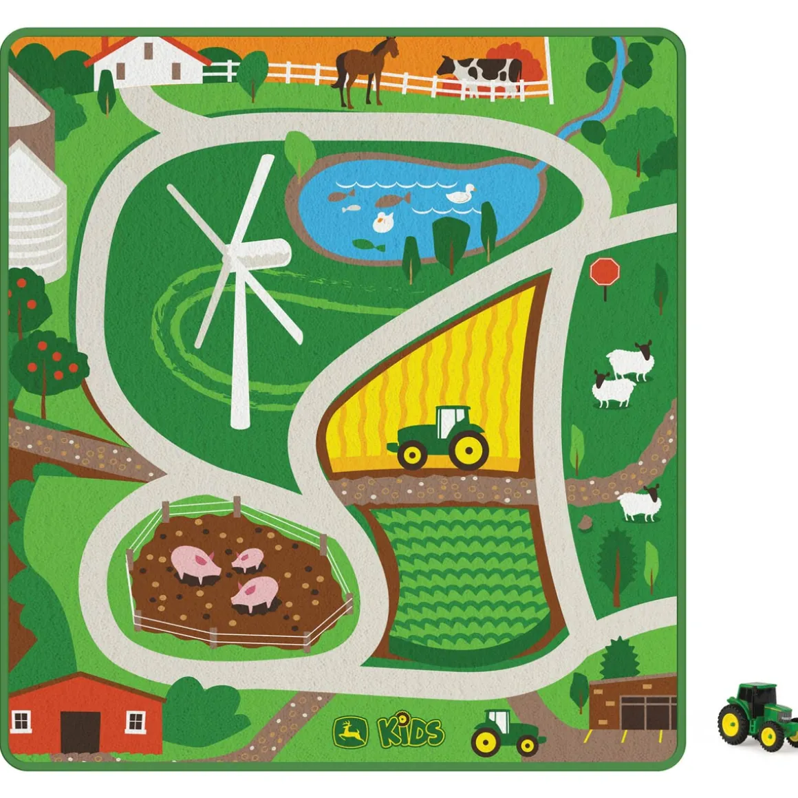 John Deere Kids Playmat with Tractor & Agriculture Theme