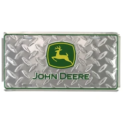 John Deere Logo Diamond Tread Chrome 6" x 12" Metal License Plate