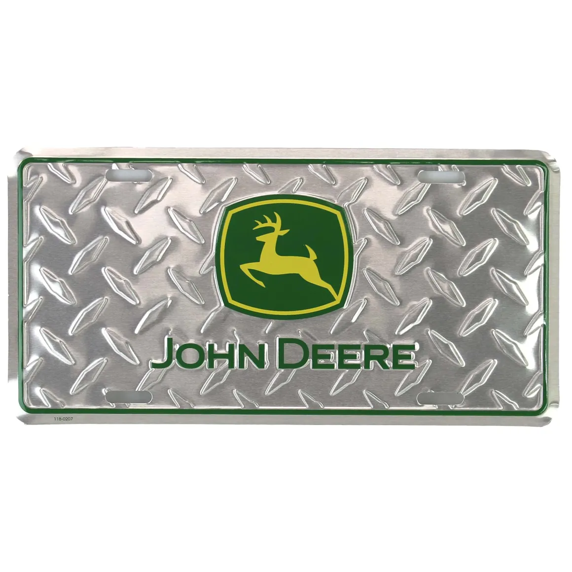 John Deere Logo Diamond Tread Chrome 6" x 12" Metal License Plate
