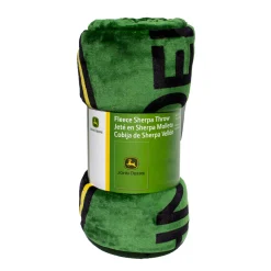 John Deere Logo 50in x 70in Fleece Sherpa Throw Blanket