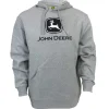 John Deere Modern Logo Light Heather Gray Hooded Sweatshirt