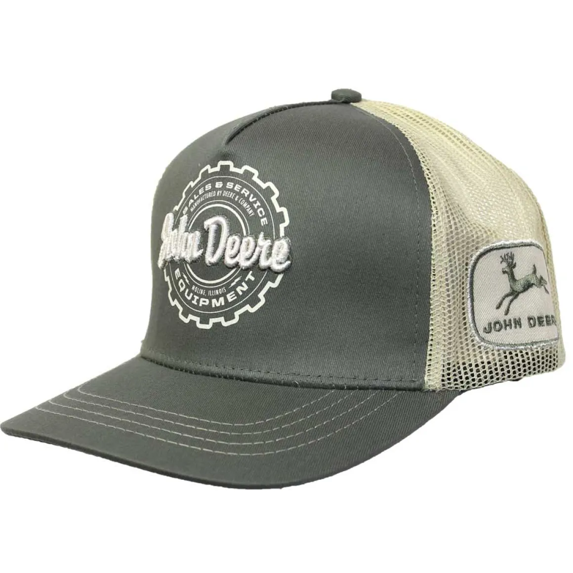 John Deere Olive Green High Profile Twill and Tan Mesh Cap