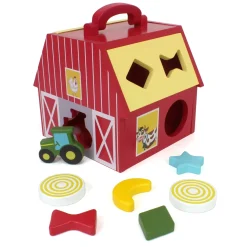 John Deere Wooden Barn Shape Sorter Toy