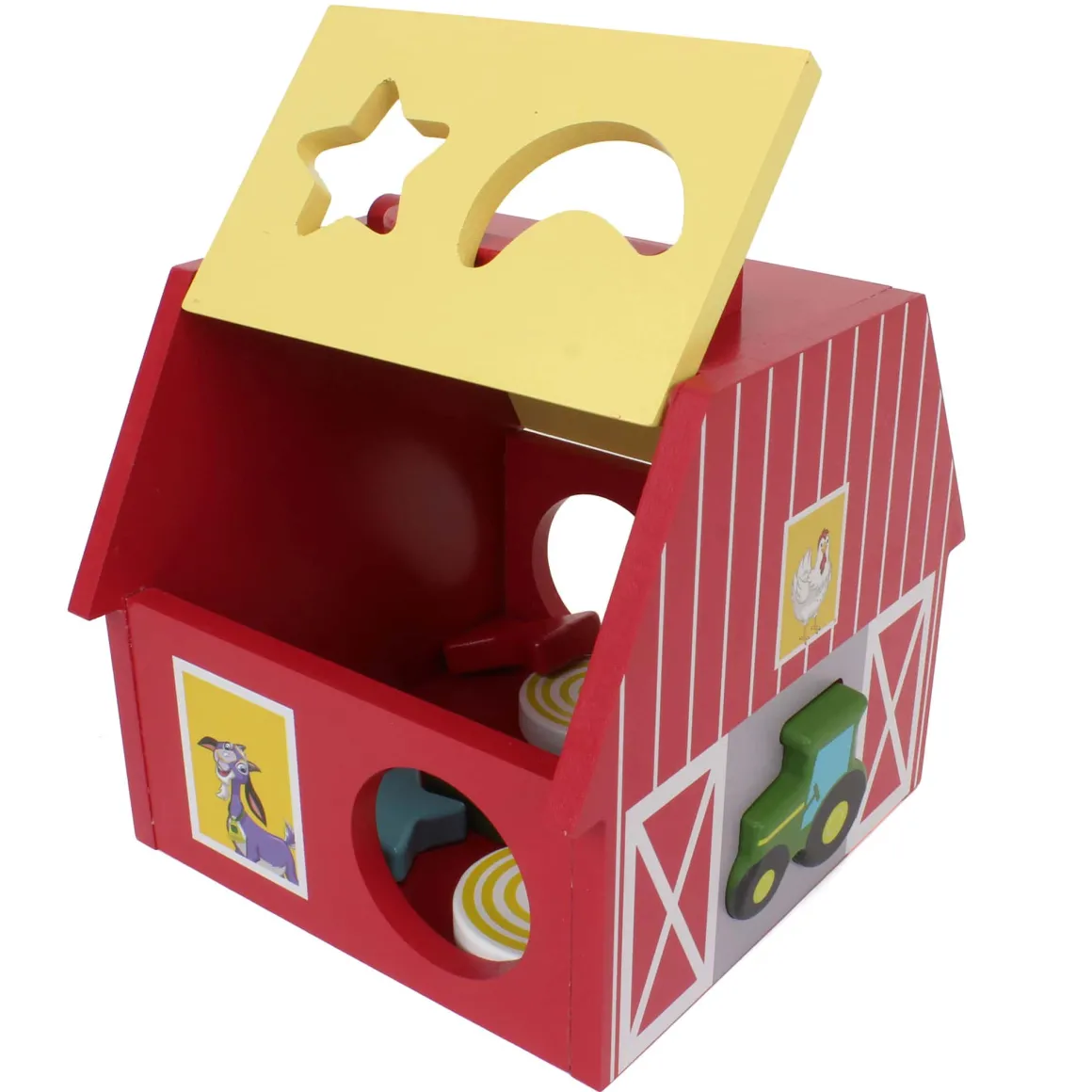 John Deere Wooden Barn Shape Sorter Toy