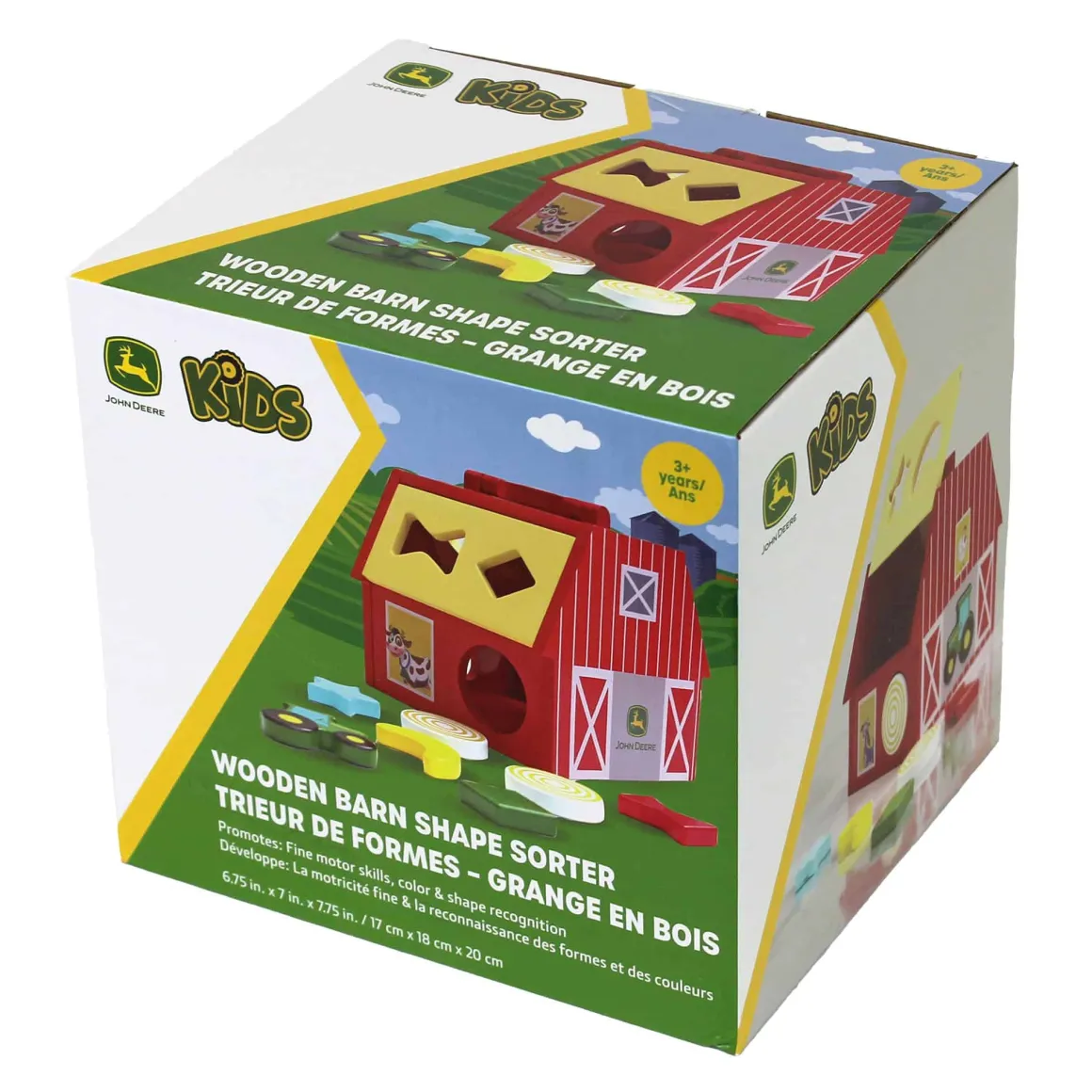 John Deere Wooden Barn Shape Sorter Toy