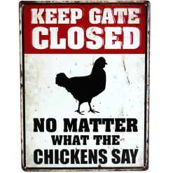 Keep Gate Closed Vertical Embossed 12" x 16" Metal Sign