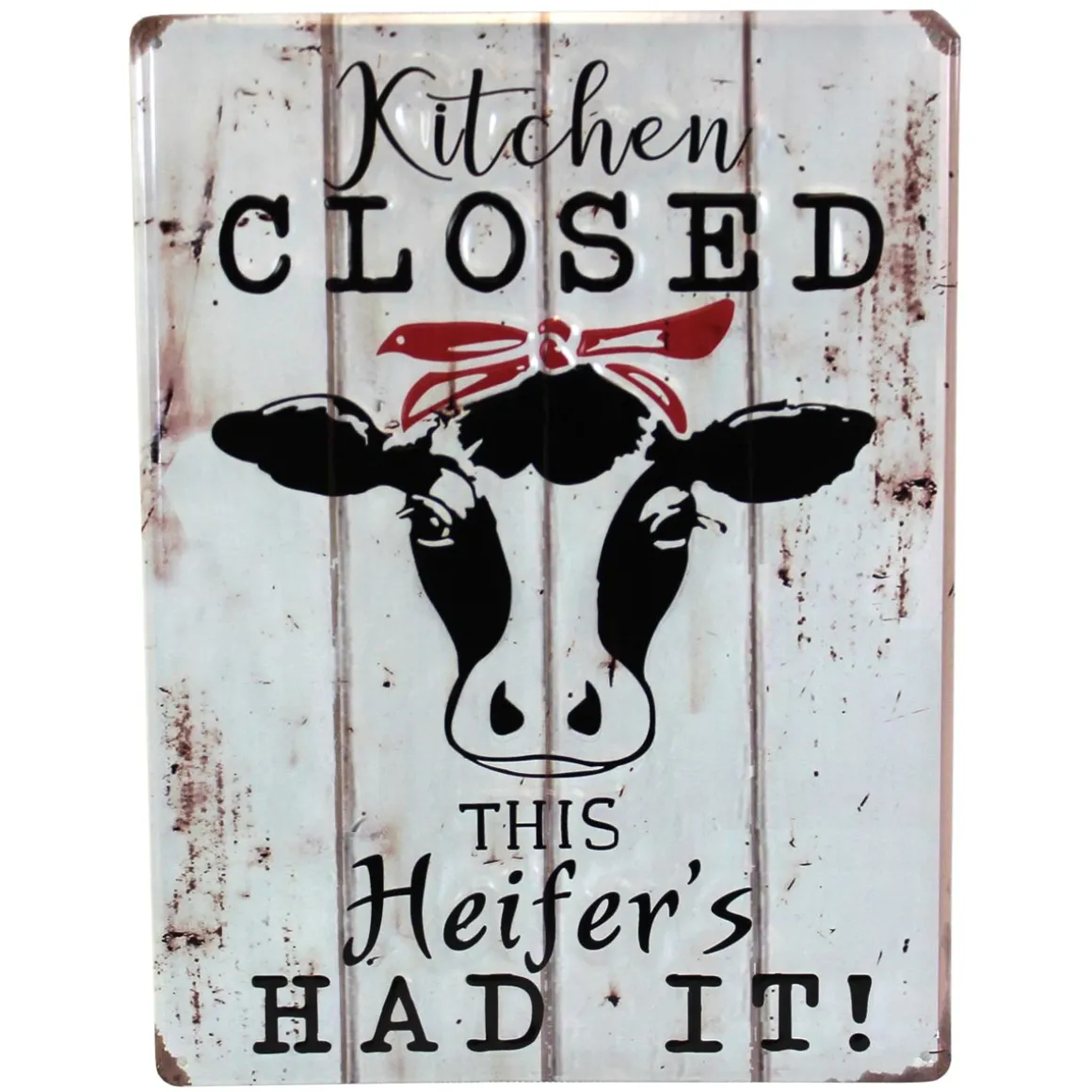 Kitchen Closed Vertical Embossed 12" x 16" Metal Sign