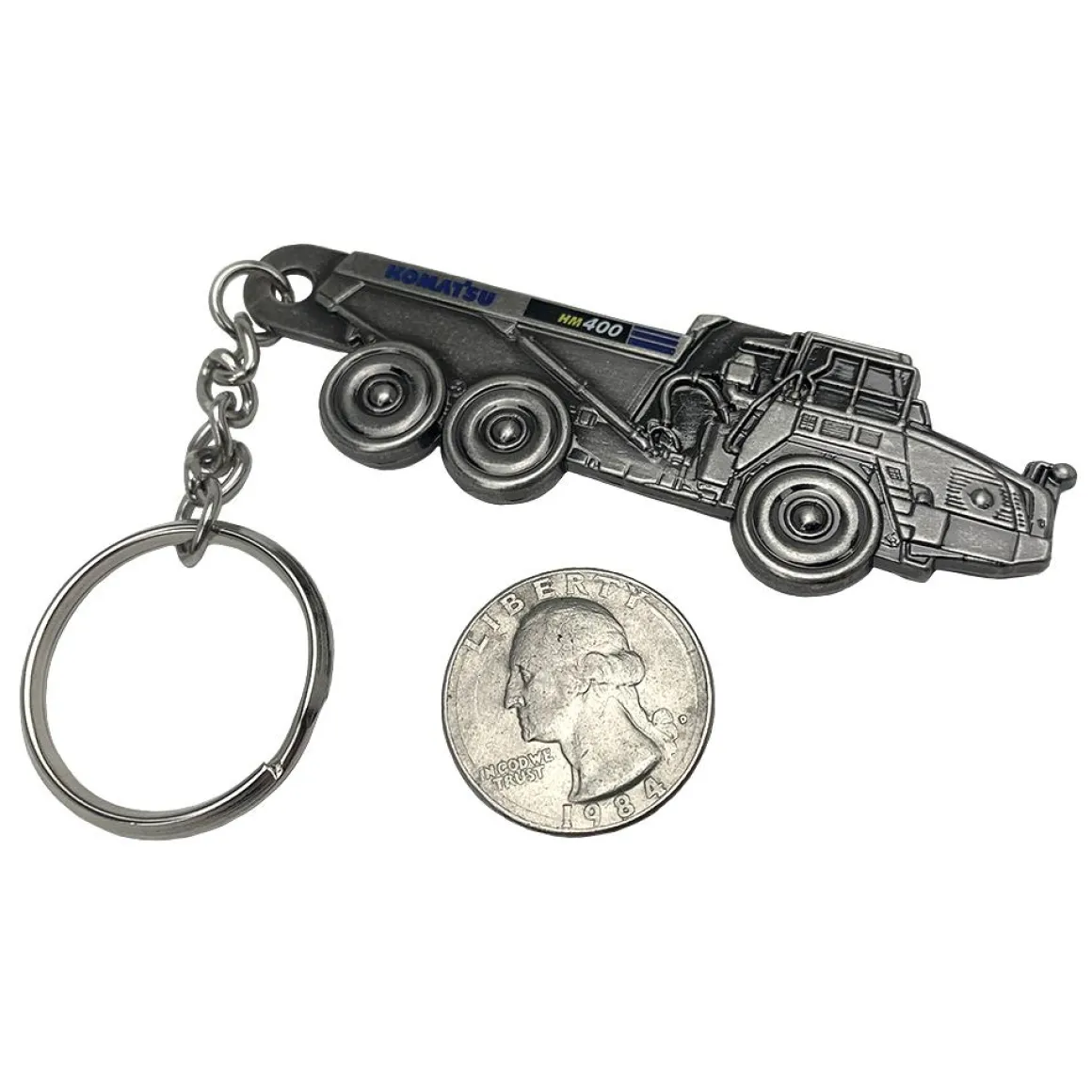 Komatsu HM400 Dump Truck Embossed Metal Keychain