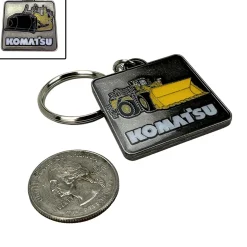 Komatsu Two-Sided Keychain Featuring Dozer & Wheel Loader