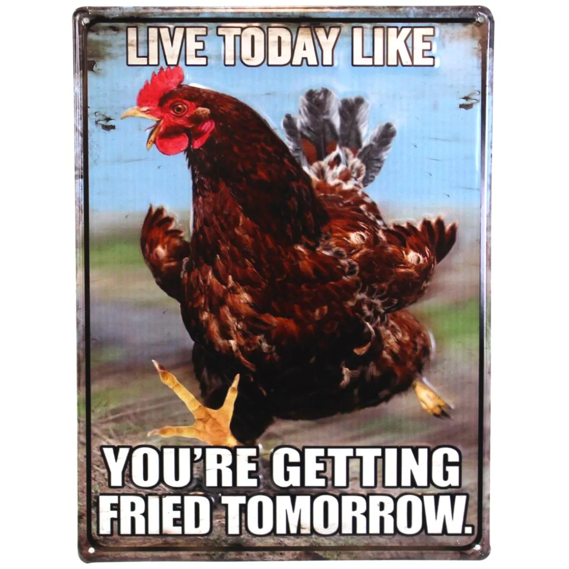 Live Today Vertical Embossed 12" x 16" Metal Sign