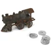 Lot of (1) Cast Iron Locomotive and (4) Wheels