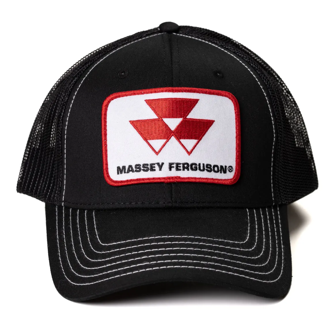 Massey Ferguson Logo Black Mesh Back Hat with White Stitching