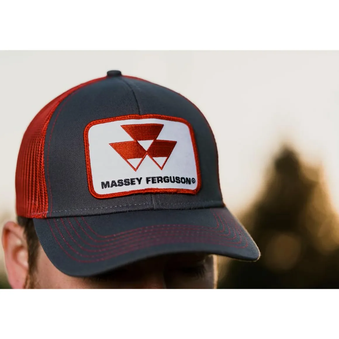 Massey Ferguson Logo Gray / Red Mesh Back Cap
