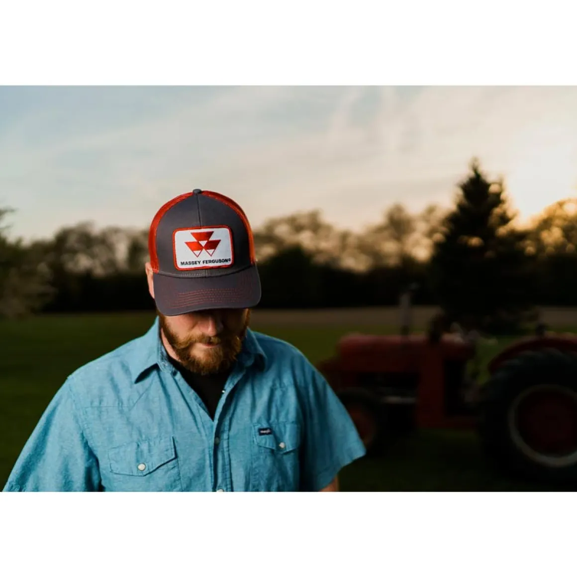 Massey Ferguson Logo Gray / Red Mesh Back Cap