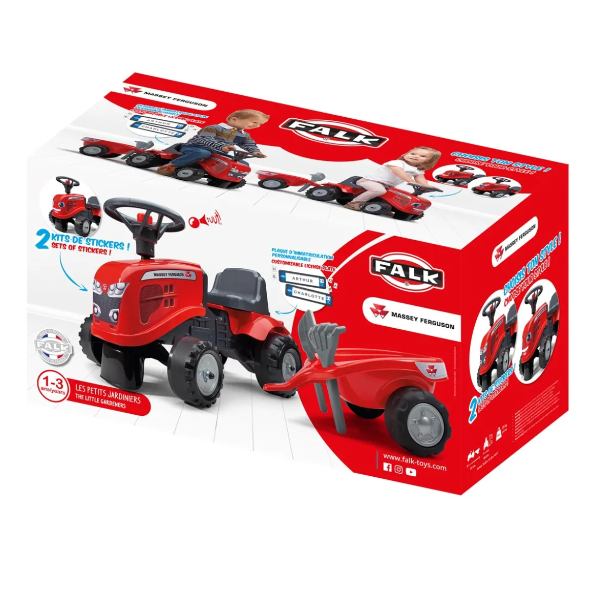 Massey Ferguson Push Along with Trailer with 2 Sets of Decals