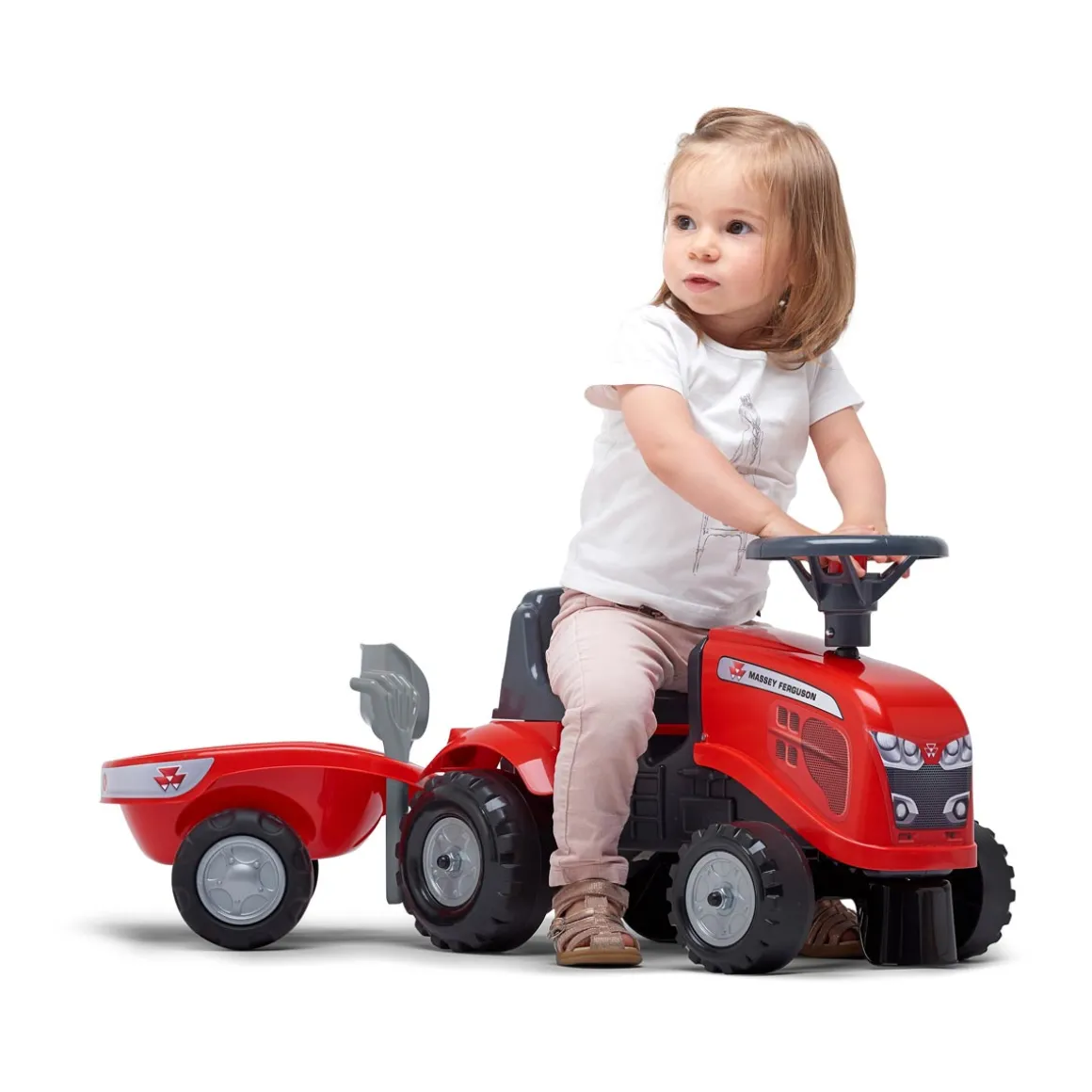 Massey Ferguson Push Along with Trailer with 2 Sets of Decals