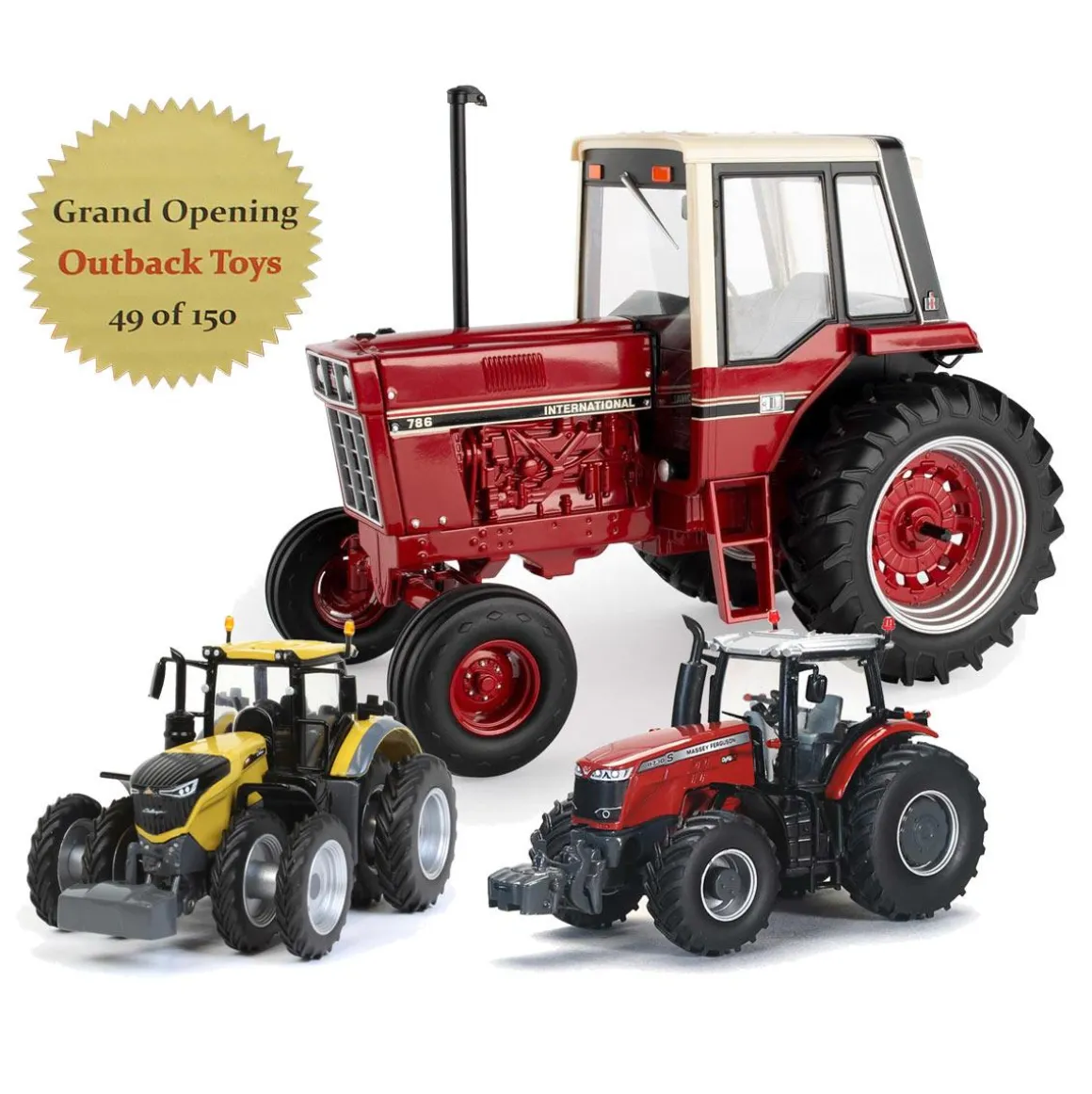 Matched Serial Number Set of 3 Tractors, 2023 Outback Toys Grand Reopening Event