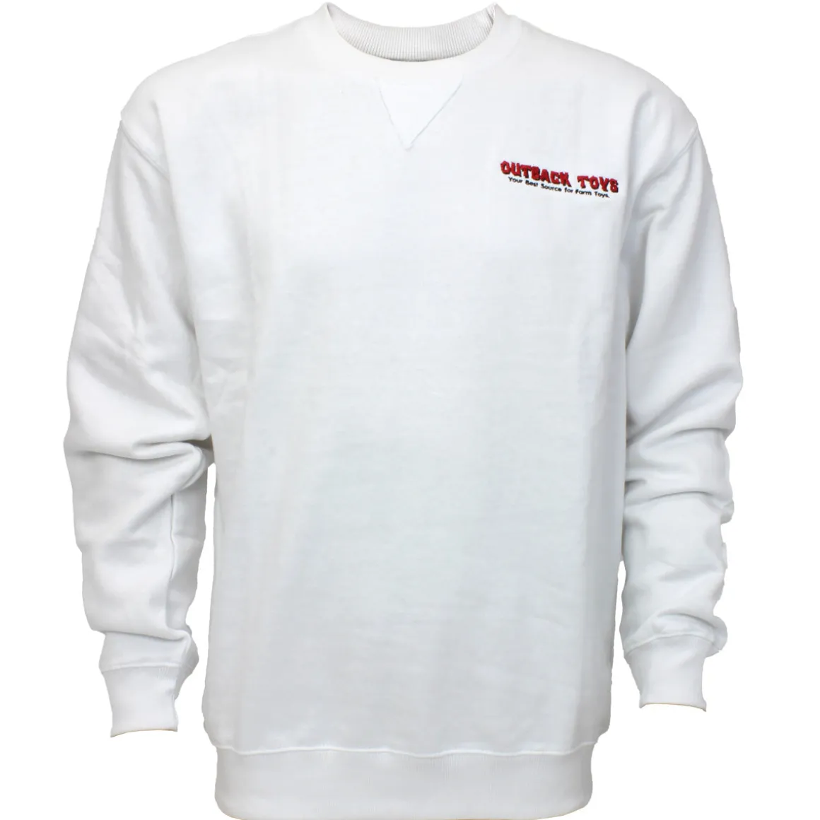 Men's Outback Toys Logo White Starting Point Solid Fleece Crew Neck Sweatshirt