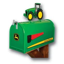 Metal Rural Style John Deere Mailbox with John Deere 8000 Tractor Topper
