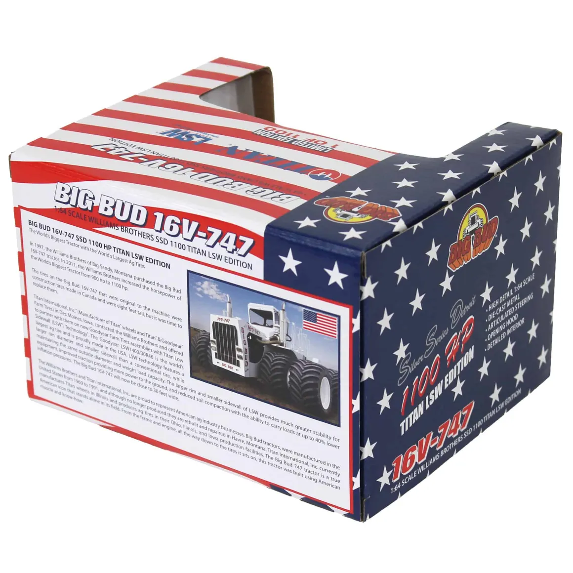 Patriotic Version ~ 1/64 Big Bud 16V-747 Silver Series Detroit 1100 HP with Titan Goodyear LSW Tires