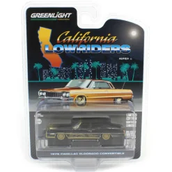 Pinstriped Chase ~ 1/64 1976 Cadillac Eldorado Convertible, Black & Gold, California Lowriders Series 6