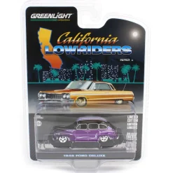 Pinstriped Chase ~ 1/64 1946 Ford Fordor Super Deluxe, Dark Purple Metallic & Black Two-Tone, California Lowriders Series 6