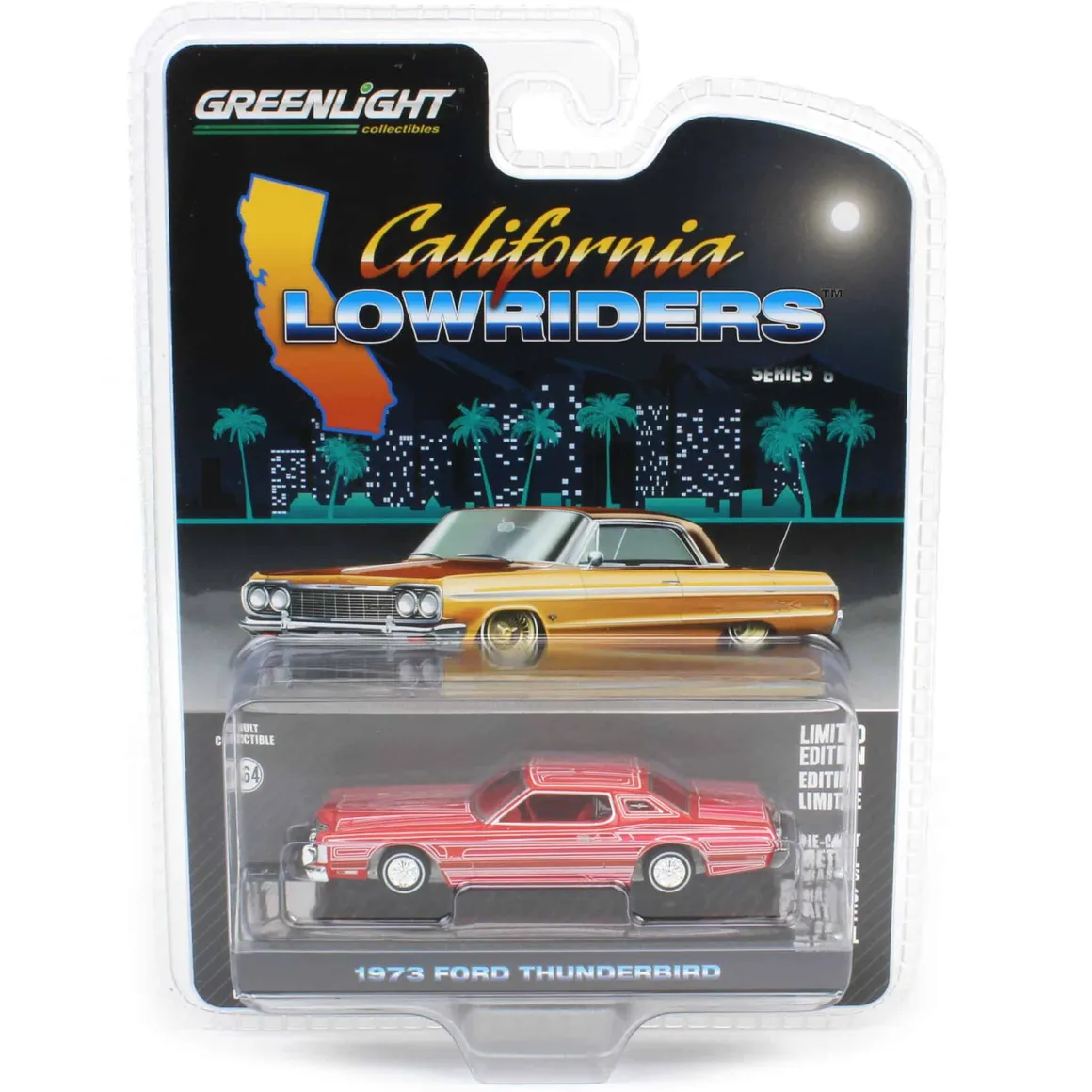 Pinstriped Chase ~ 1/64 1973 Ford Thunderbird, Red Custom, California Lowriders Series 6