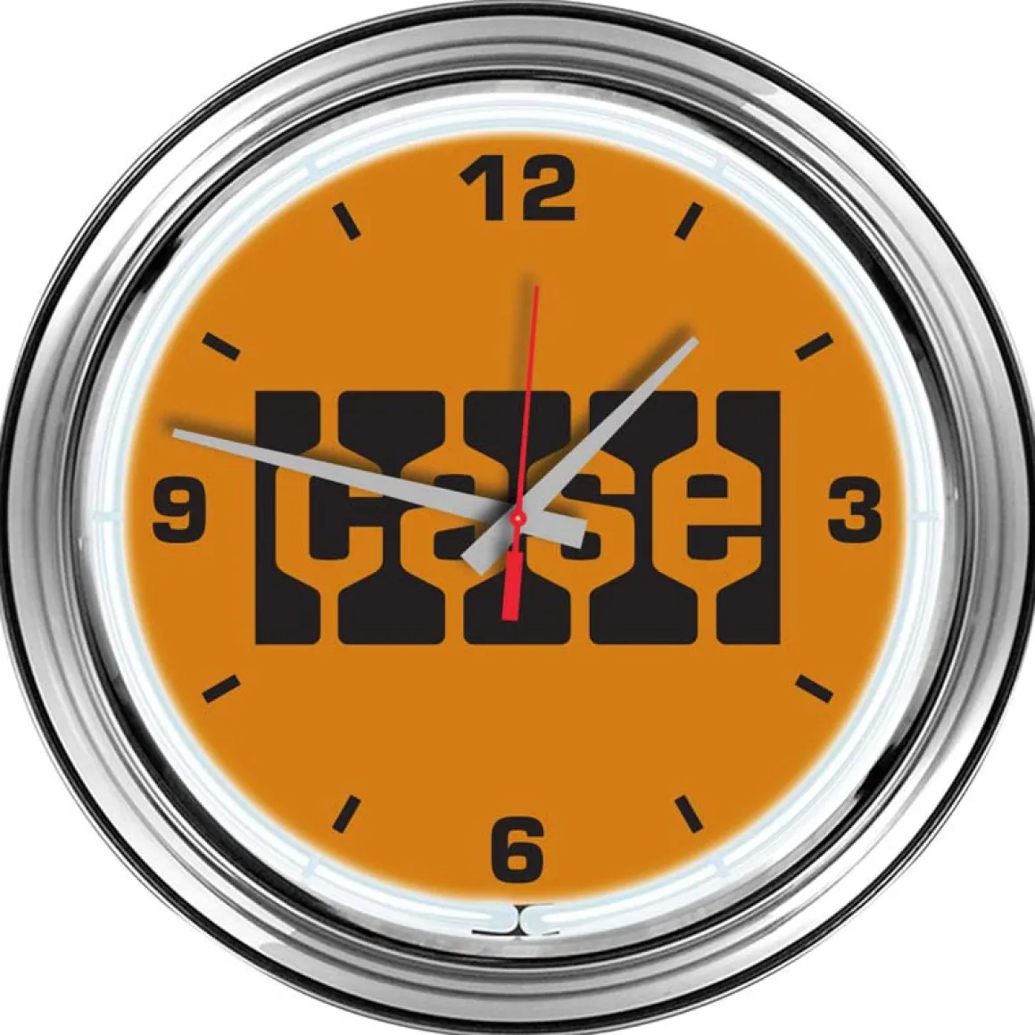 16" Chrome Steel Case Block Style Logo Neon Clock