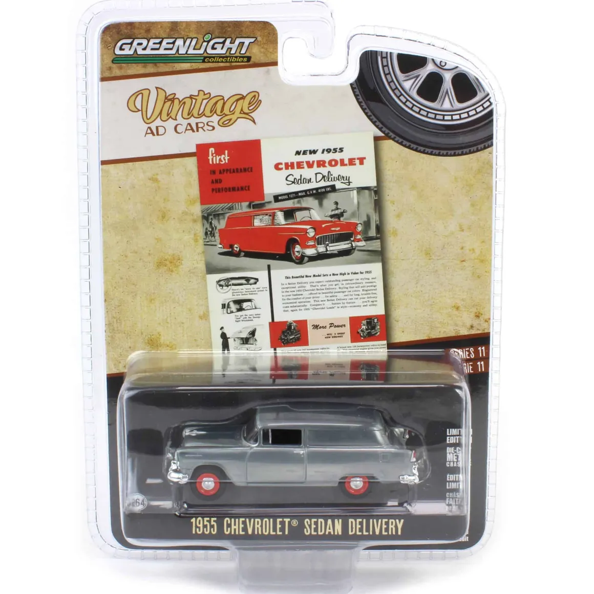 Raw Chase Unit ~ 1/64 1955 Chevrolet Sedan Delivery “First in Appearance and Performance”, Vintage Ad Cars Series 11