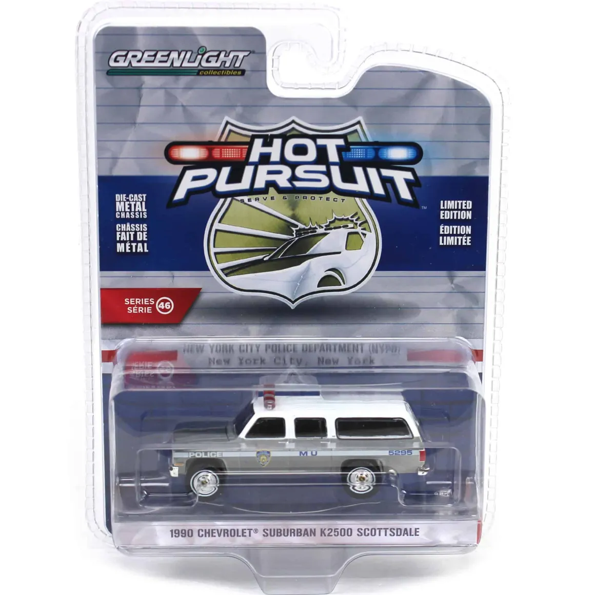 Raw Chase Unit ~ 1/64 1990 Chevrolet Suburban K2500 Scottsdale, NYPD, Hot Pursuit Series 46